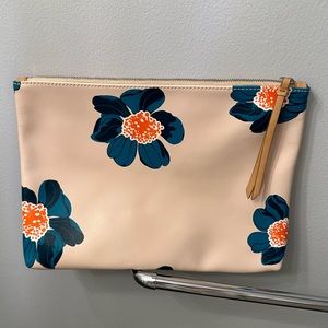 Banana Republic pastel flower leather large pouch clutch purse